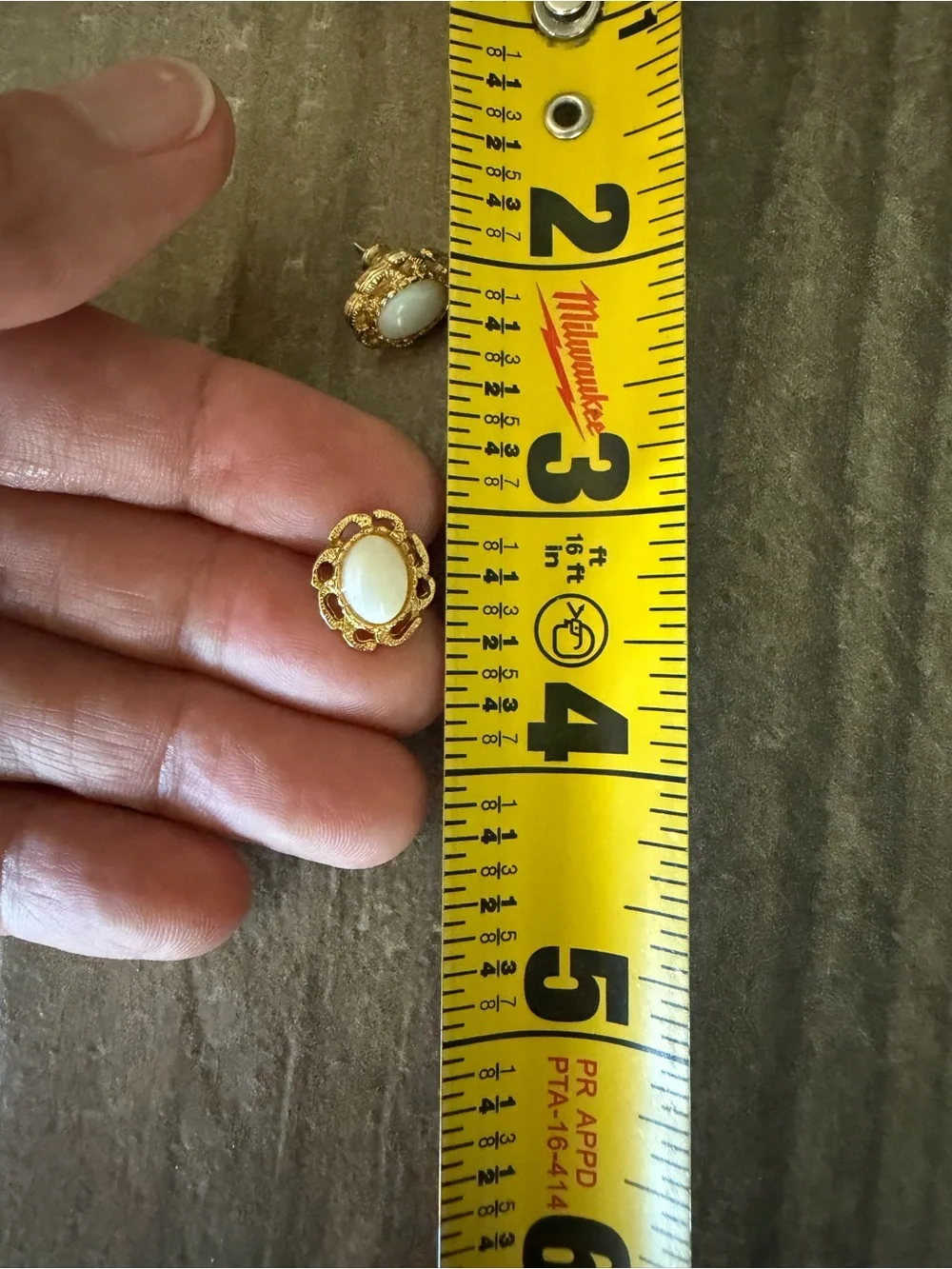 Vintage Gold Tone Opal Earrings